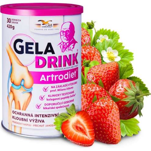 GELADRINK Artrodiet - Комплексный состав для продление активной жизнедеятельности суставов, позвоночника и сосудов со вкусом клубники, 420 г